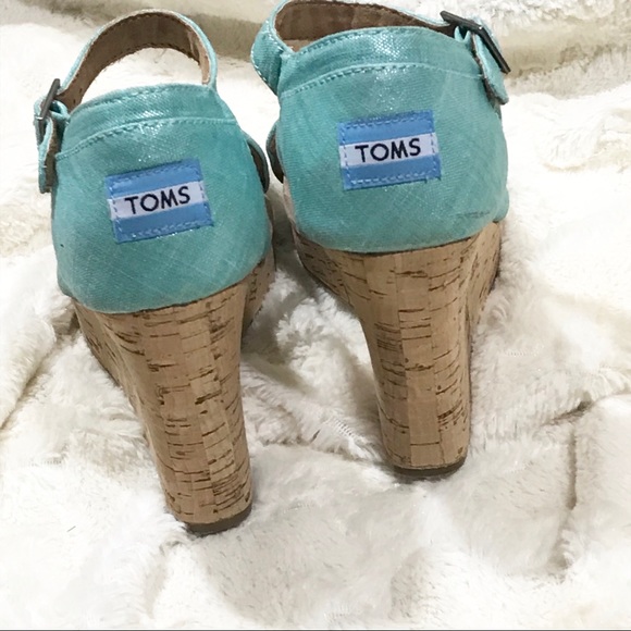 Aqua Shimmery Wedge Sandals - Picture 3 of 6